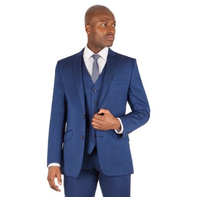 Ben Sherman Bright blue plain 2 button front slim fit kings suit jacket